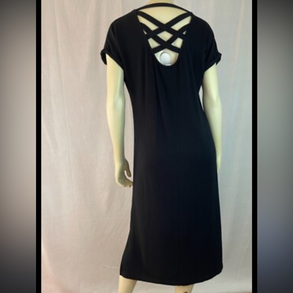 Athleta Elegant Black Crisscross Midi Dress